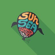 Dreamy balloon flat square icon with long shadows