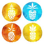 Watercolor fruits print set with pineapples N2
