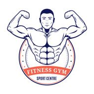 Sport Fitness Gym Label Template with Bodybuilder N2