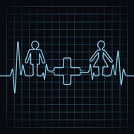 Heartbeat make male female and medical symbol