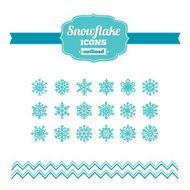 Set of hand drawn snowflake icons