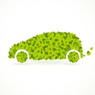 Car silhouette with green leaves Vector Eco illustration