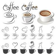 Coffee Cup Icons with Text and Smoke Ideas N2