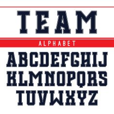 Rectangular serif font in the style of college