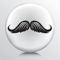Round Icon With Large Bicycle Handled Shaped Moustache Black Silhouette N2