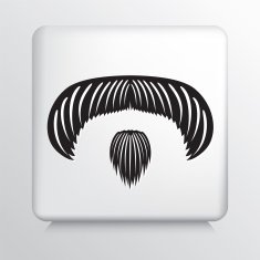 Back and white square icon of moustache goatee N2