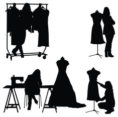 Fashion designer working in her workshop