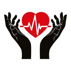 Hand with heart and cardiogram vector symbol