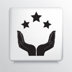 Square Icon With Two Hands Cupping Three Stars Silhouette N2