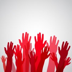 Red colorful up hands vector illustration N2