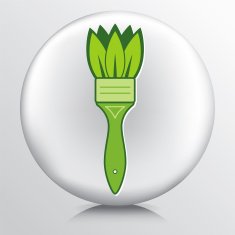Round Icon With Leaf Eco Environmental Paintbrush N2