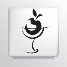 Square Icon with Apple Silhouette in wine Glass