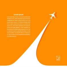Yellow background with airplane and its tracks Banner design