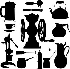 Coffee Making kitchen tool silhouettes N2