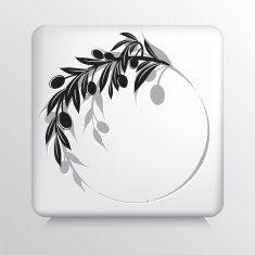 Square Icon With Olive Branches Wreath