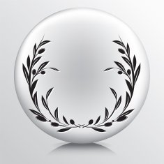 Round Icon With Olive Branches Wreath N3