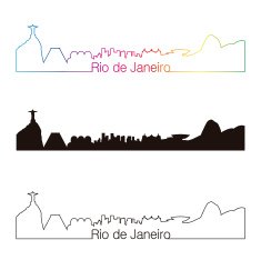 Rio de Janeiro skyline linear style with rainbow