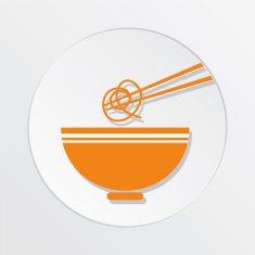 Sushi Restaurant Icon Ramen Noodles Bowl With Chopsticks N2