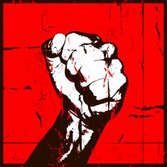Fist raised in anger