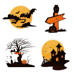 Abstract halloween illustration set