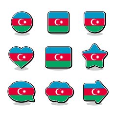 AZERBAIJAN FLAG ICON SET N2