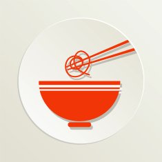 Sushi Restaurant Icon Ramen Noodles Bowl With Chopsticks N4