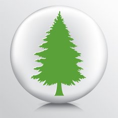 Round Environment Icon With Evergreen Tree Silhouette