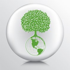 Round Environment Icon With Tree And Globe