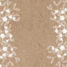 Floral background with mistletoe on kraft paper N2