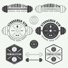 Set of gym logo labels badges and elements