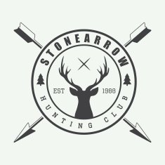 Hunting logo in vintage style Vector illustration