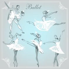 set with sketched ballerina