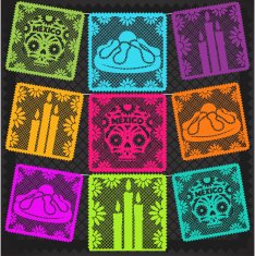 D&iacute;a de Muertos - Composici&oacute;n Papel Picado Illustration N2