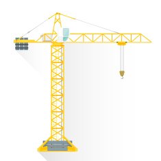 vector flat style yellow tower building crane illustration icon