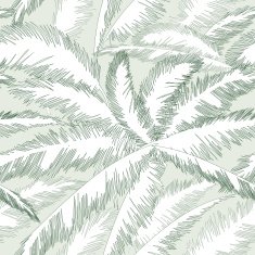 Palm tree leaves outline seamless pattern