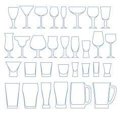 Alcohol drinks glasses set vector illustration