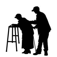 Vector silhouette of old people N136
