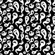 Seamless pattern Of Vintage Happy Halloween flat ghosts Hallow