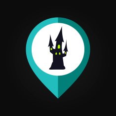 Halloween witch castle mapping pin icon