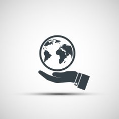 Hand holding planet earth