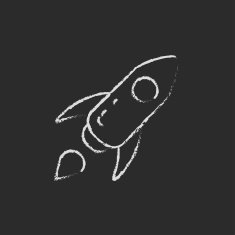 Rocket icon drawn in chalk N2