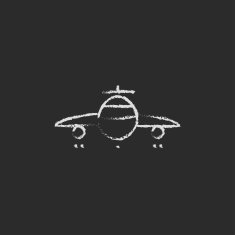 Airplane icon drawn in chalk N2