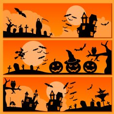 Set of Halloween banner Holiday design N3