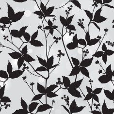 Leaves and flowers silhouettes seamless pattern