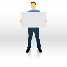 Male silhouette holding blank sign N6 free image download