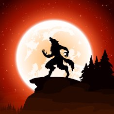 Halloween background with werewolf N5