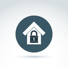 Padlock and house classic icon home security theme