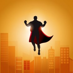 superhero hovering in the sky