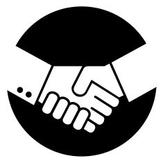 Businessmen shaking hands with circle background