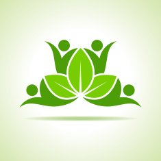 creative green people symbol design with leaf vector